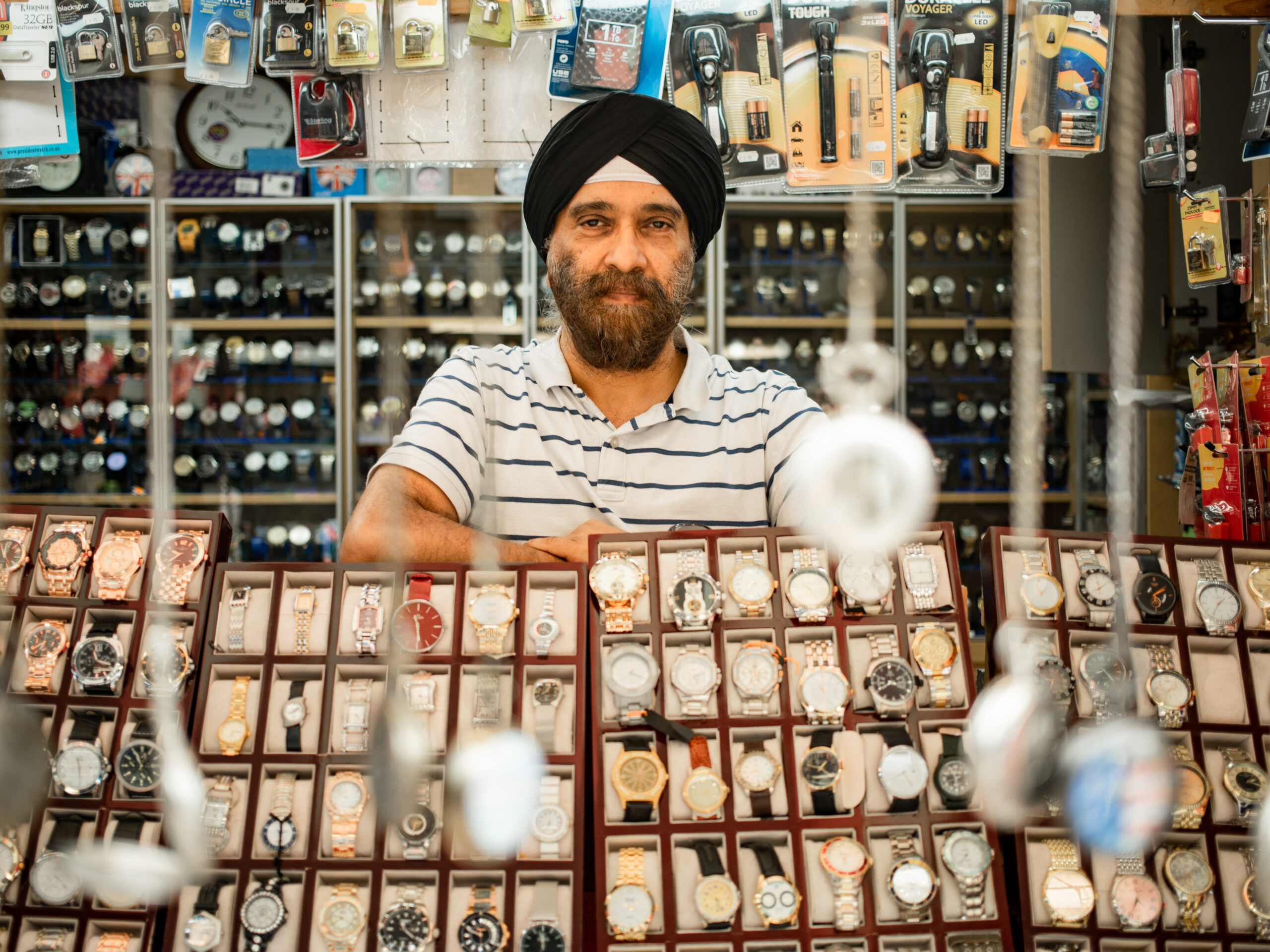 Watch and accessories at Oberoi Watches, Shepherd’s Bush Market, West London